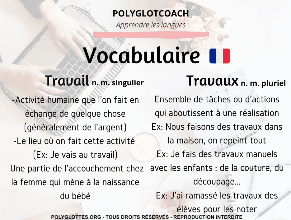 travail travaux différence