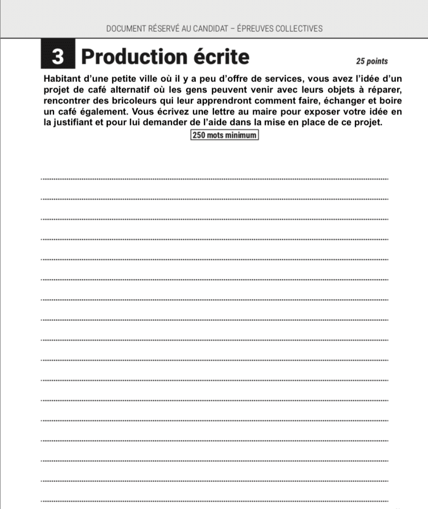 production écrite delf b2 lettre au maire