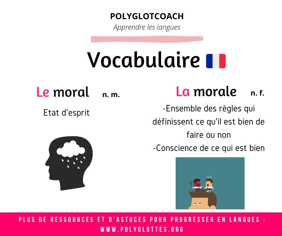 LE moral ou LA morale? quelle est la différence Apprendre le français