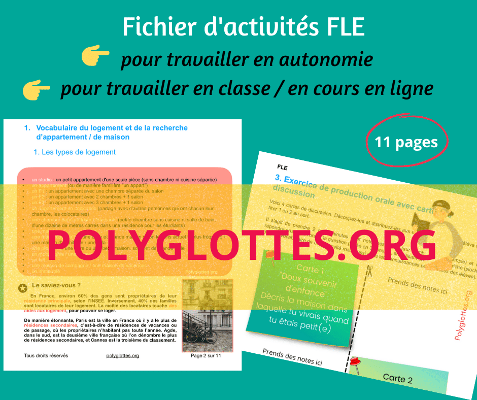Chercher un appartement en France - Fichier d'activités complet FLE