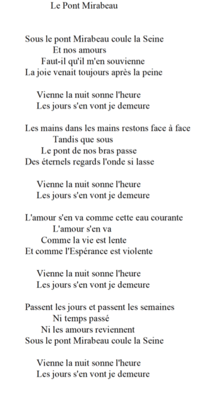 le pont mirabeau apollinaire